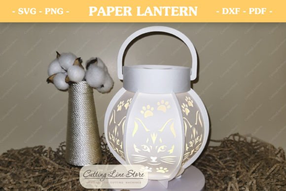 3D Cat Paper Lantern: A Festive SVG Design for Handmade Business Projects