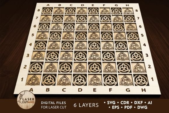 3D Chess Board Laser Cut File: Premium Board Games Design