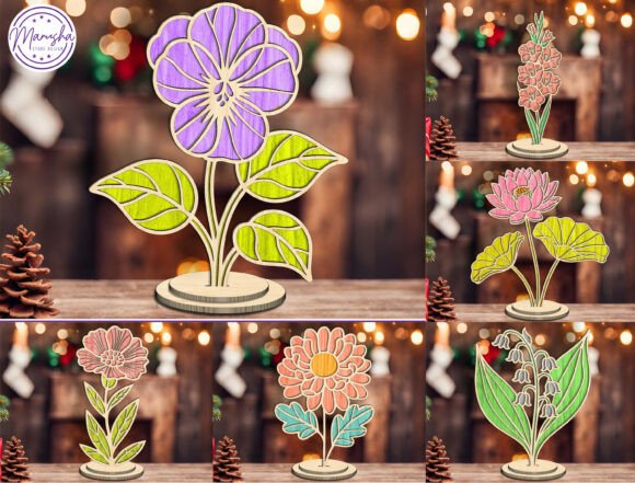 3D Flower Stand SVG Bundle for Laser Cutting and Decorative Stands