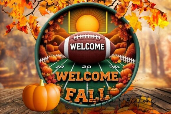 3D Football Season Fall Welcome Sign PNG: A Graphic Design Asset for Crafts and Creative Projects