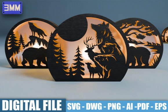 3D Forest Wildlife Lantern Laser Cut Files for Stands