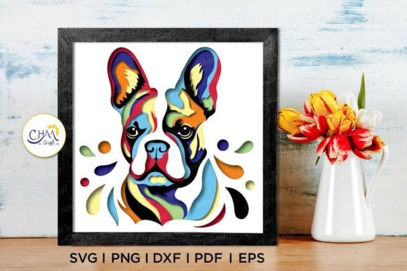 3D French Bulldog Shadow Box SVG: A Playful Design Asset for Local Business Branding