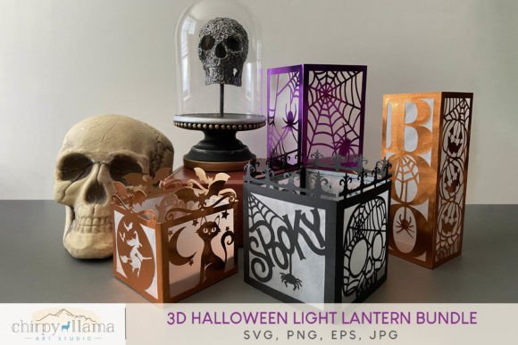3D Halloween Spooky Light Lantern Bundle: Laser Cutting for Autumn Amp Branding