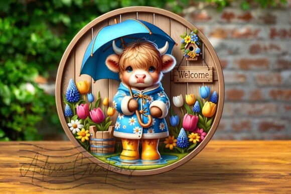 3D Highland Cow Welcome Sign for Crafts and Graphics