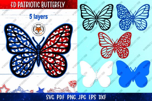 3D Leopard Butterfly SVG: A Bold Shape for Patriotic Designs