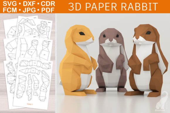 3D Papercraft Rabbit: A Versatile SVG Shape for Creative Branding