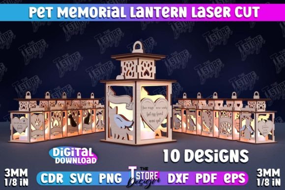 3D Pet Memorial Lantern Laser Cut Bundle: A Design Asset for Emotional Home Decor Projects