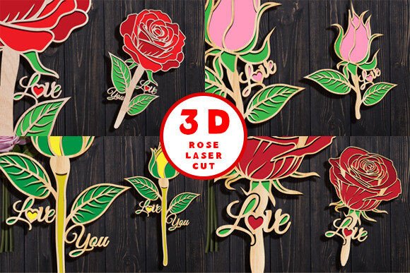 3D Rose Laser Cut Love SVG Set: A Valentine’s Day Design Powerhouse