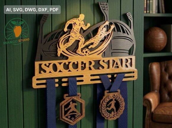 3D Soccer Medal Holder for Laser Cutting: A Premium Organizer for Content Creators