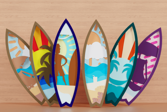 3D SVG Surfboard Freebie for Creative Projects