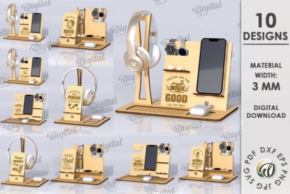3D Wooden Desk Organizers Bundle: A Laser-Cut Stand for Creative Projects