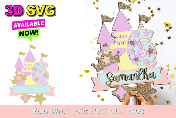 Castle Stars Cake Topper 3D SVG for Birthday Creations