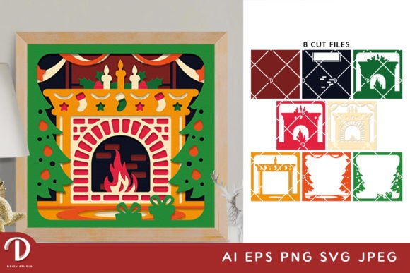 Christmas Fireplace 3D Shadow Box SVG Review: A Festive Design Asset for Marketers