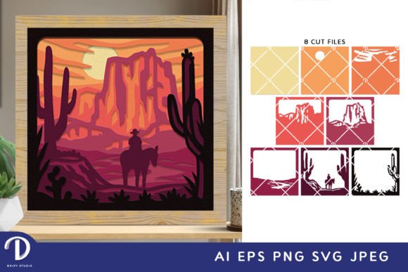 Cowboy in the Canyon 3D Shadow Box SVG Review for Content Creators