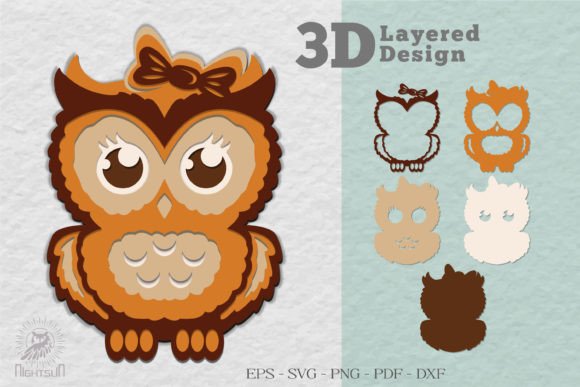 Cute Owl 3D SVG for Handmade Craft Projects