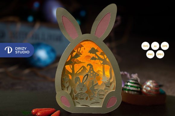 Easter Bunny Head 3D Shadow Box – A Playful Graphic Design Asset for Commercial Projects