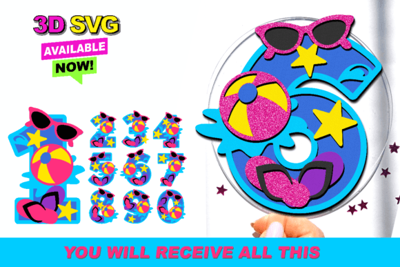 Girls Pool Party Numbers 3D SVG: A Playful Design Asset for Creative Projects