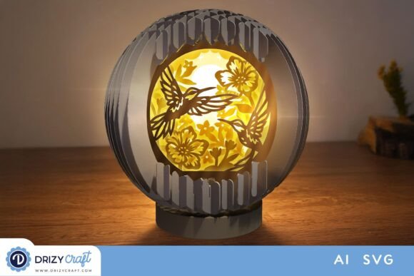 Hummingbird with Flower 3D SVG for Paper Flowers & Branding