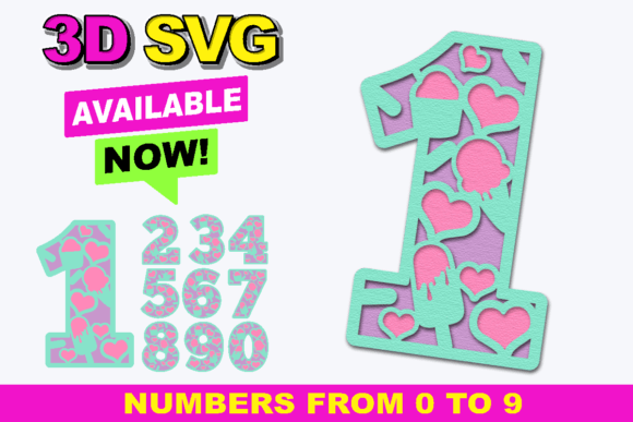 Ice Cream Numbers 3D SVG for Laser Cutting and Birthday Branding