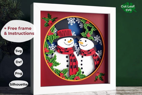 Snowman 3D Shadow Box, Winter – A Festive Graphic Design Asset for Creative Projects